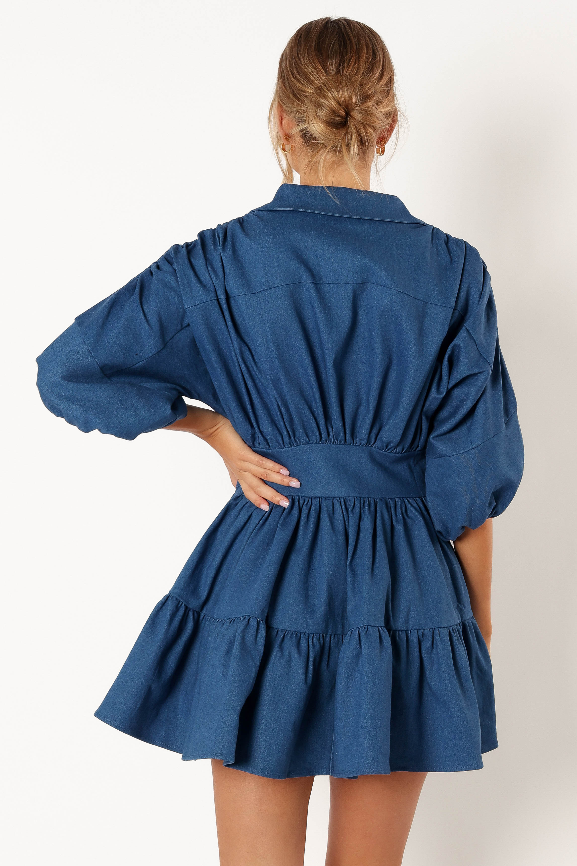 Francis Long Sleeve Mini Dress Blue Denim