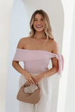 Charama Off Shoulder Knit Top Pink