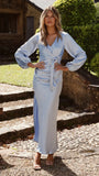Ivy Long Sleeve Tie Front Maxi Dress Blue