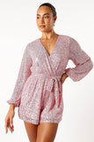 Monica Sequin Romper Pink