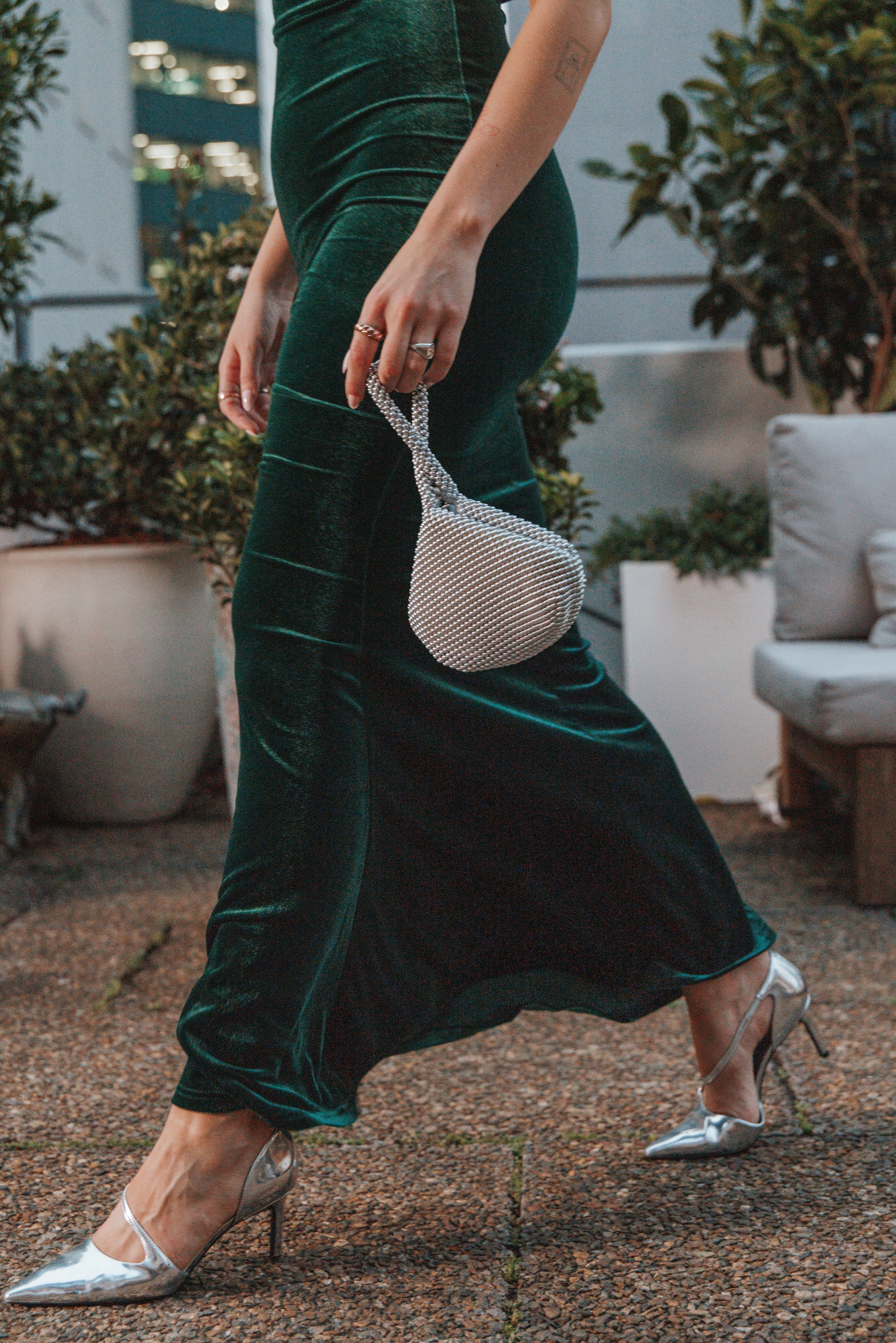 Adair Off Shoulder Maxi Dress Emerald Green