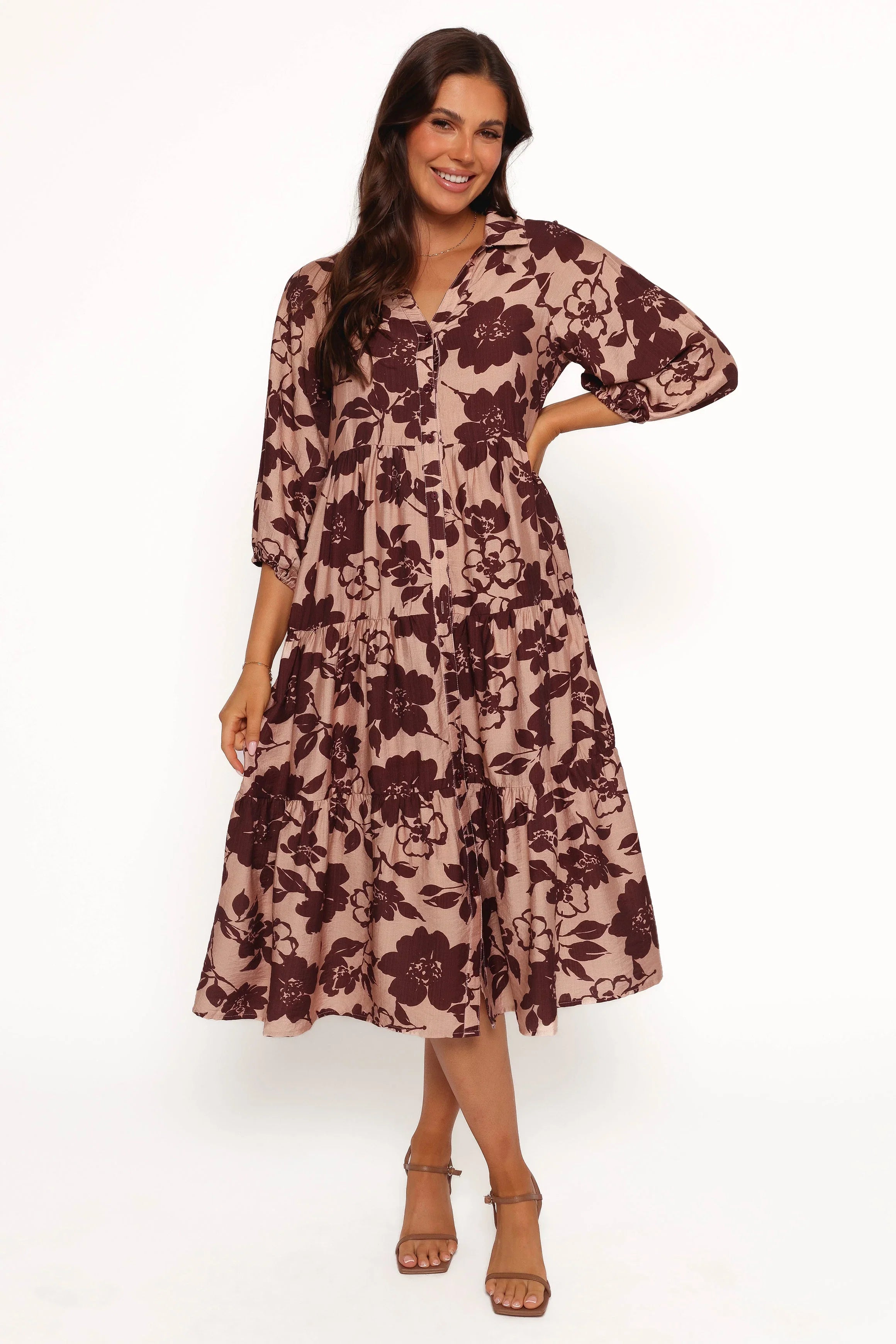 Isaac Maxi Dress Brown Floral