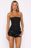 Old News Sequin Shorts Black