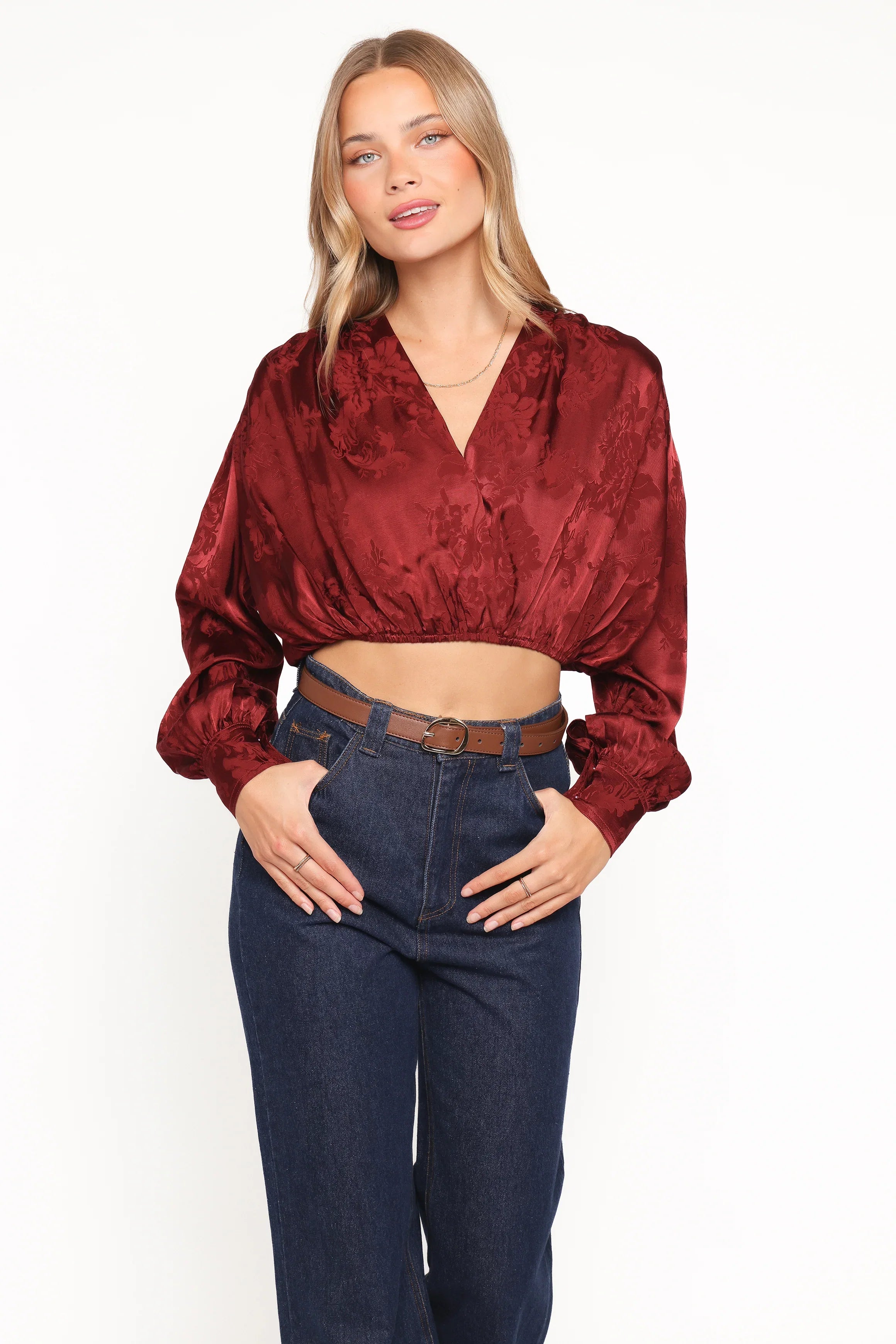 Bowman Cropped Blouse Wine
