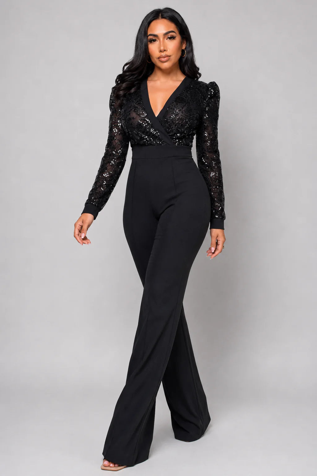 Lori Black Sequin Jumpsuit