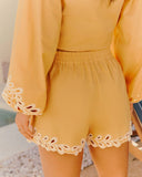 Citrus Meadow Embroidered Mid Rise Shorts