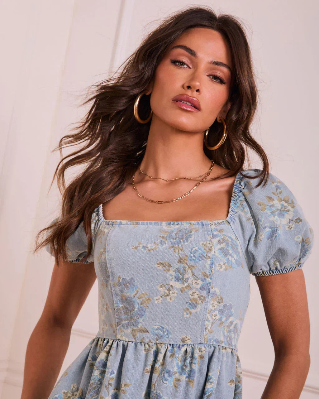 Petal Ease Floral Puff Sleeve Mini Dress