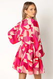 Milly Long Sleeve Mini Dress Red Magenta