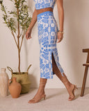 Citrus Skies Floral Midi Skirt