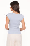 Tori Side Cinch Knitted Top Light Blue