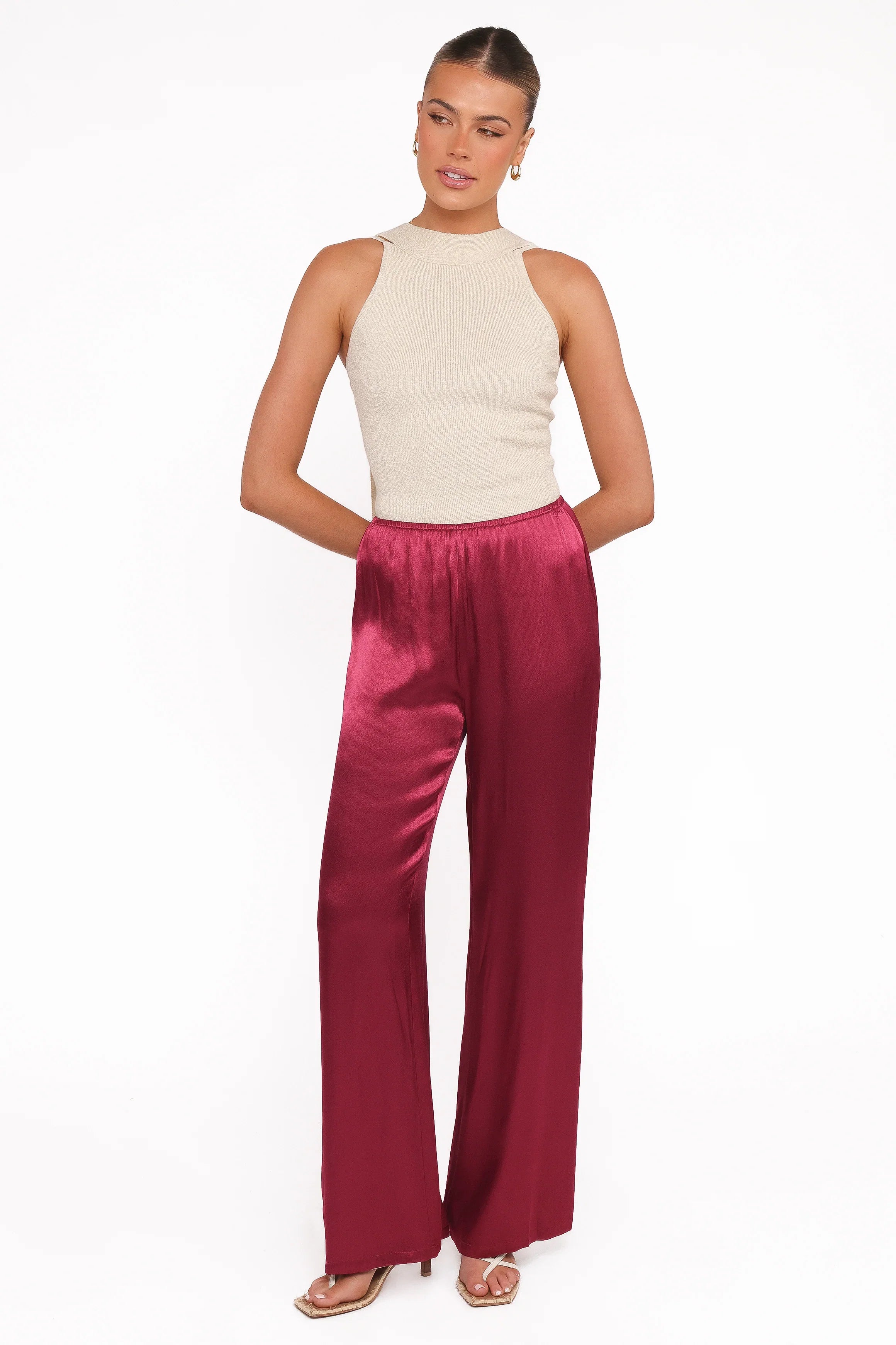 Carissa Satin Pants Berry