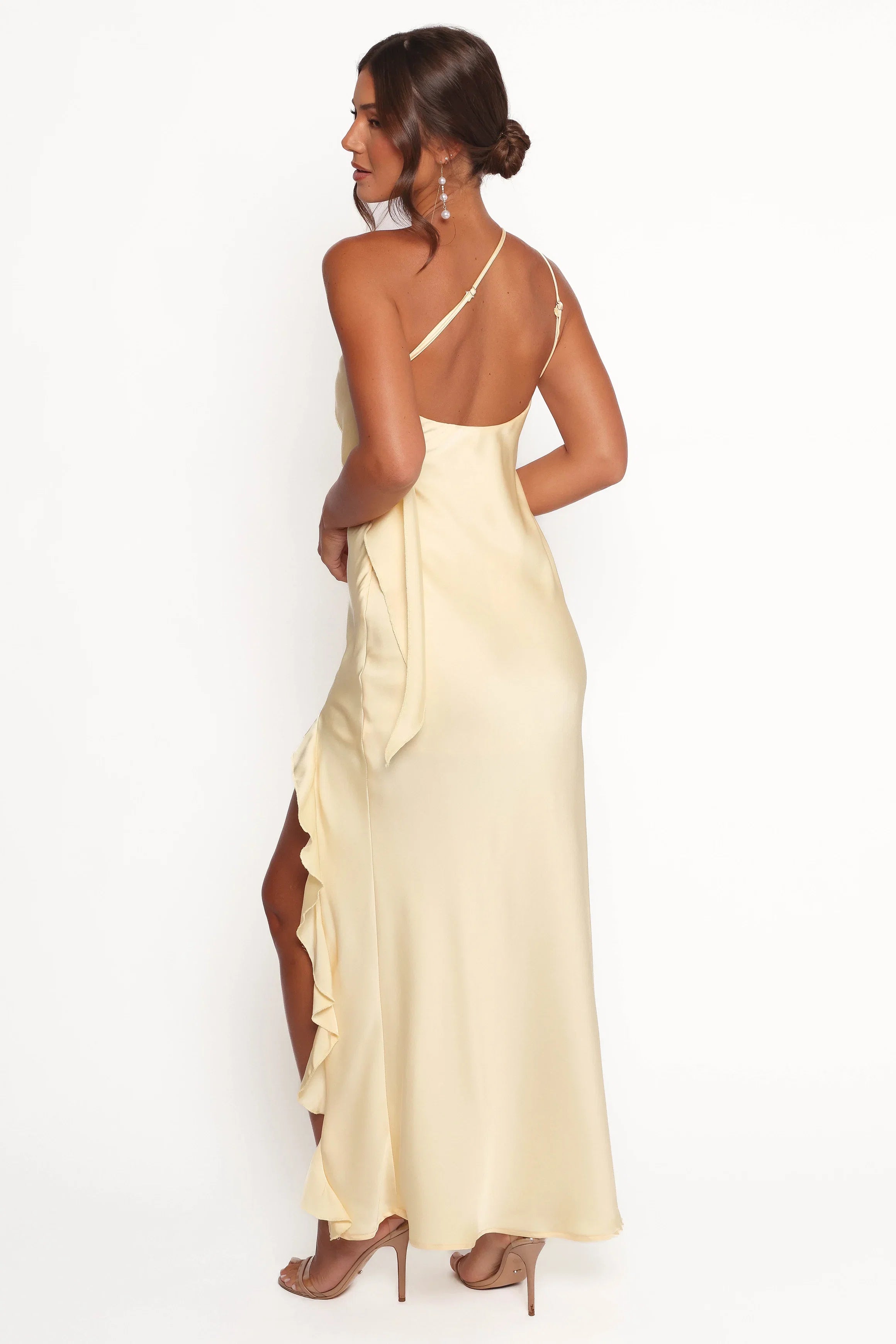 Aila Rosette One Shoulder Dress Butter Yellow