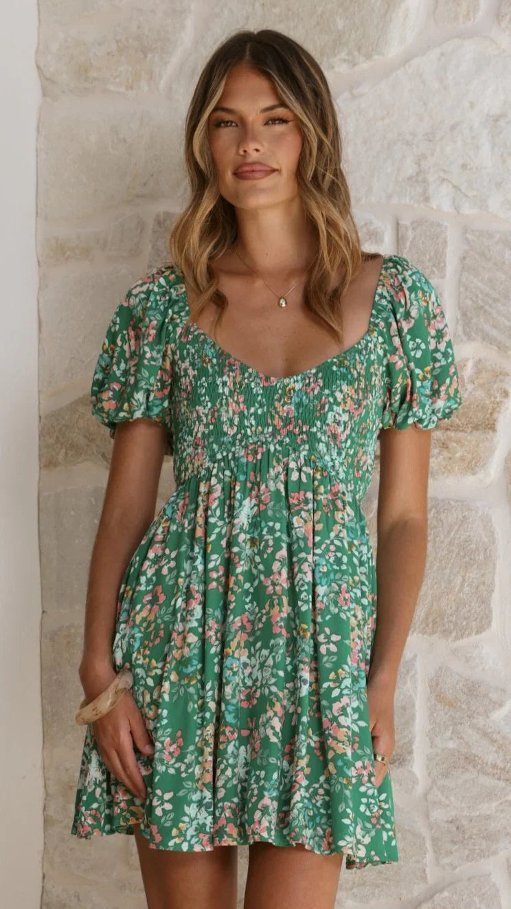 Sahirah Mini Dress Green Floral