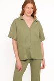 Phillipa Wide Ribbed Shirt Set Olive