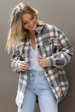 Alex Double Breasted Pocket Shacket Grey Check
