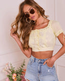 Benetta Peasant Puff Sleeve Cotton Crop Top