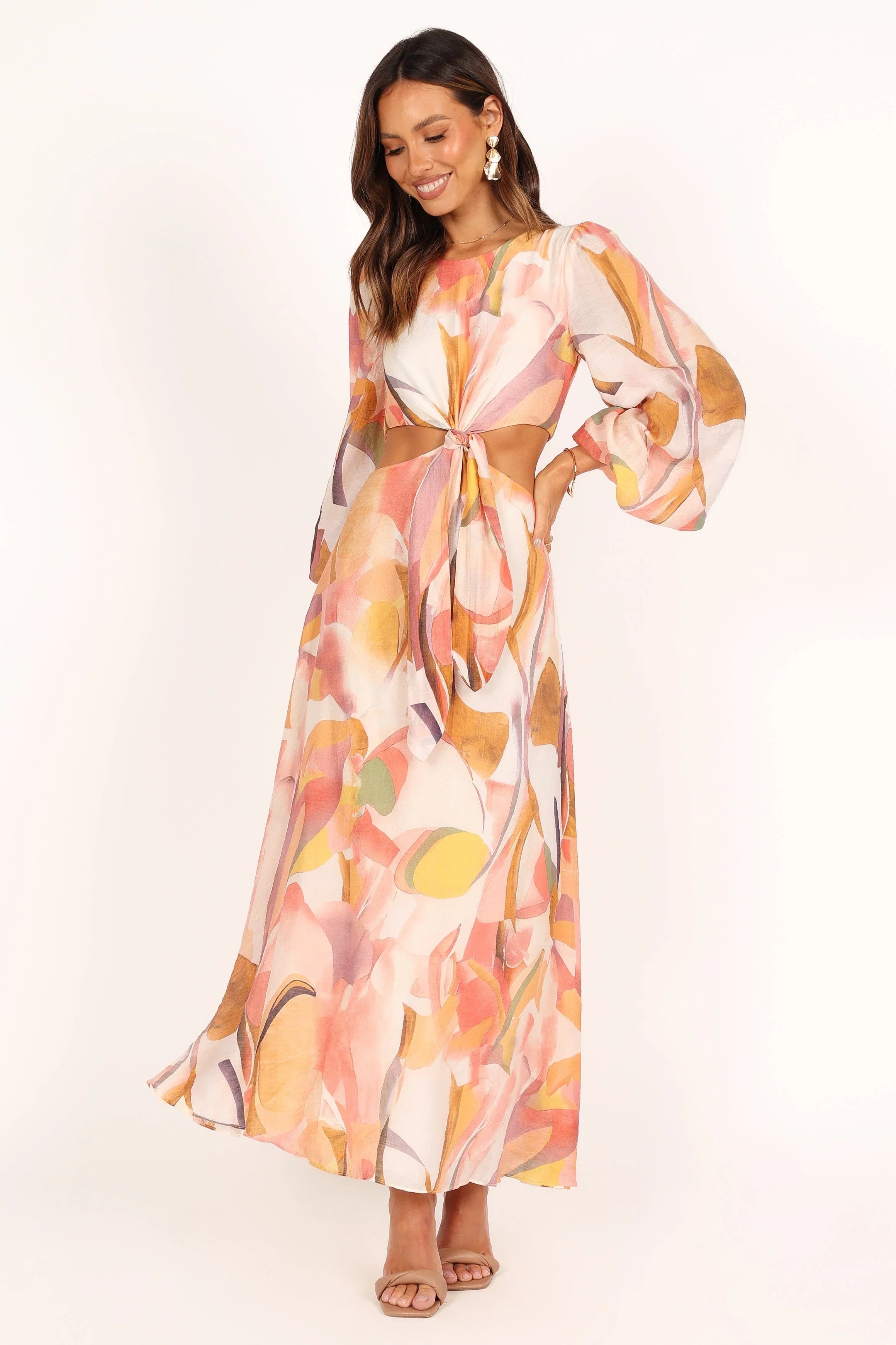 Laquin Long Sleeve Maxi Dress Pink
