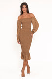 Sara Midi Dress Brown Floral