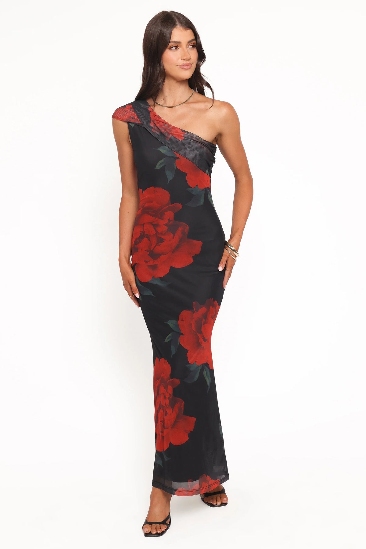 Gerri Off Shoulder Maxi Dress Black Floral