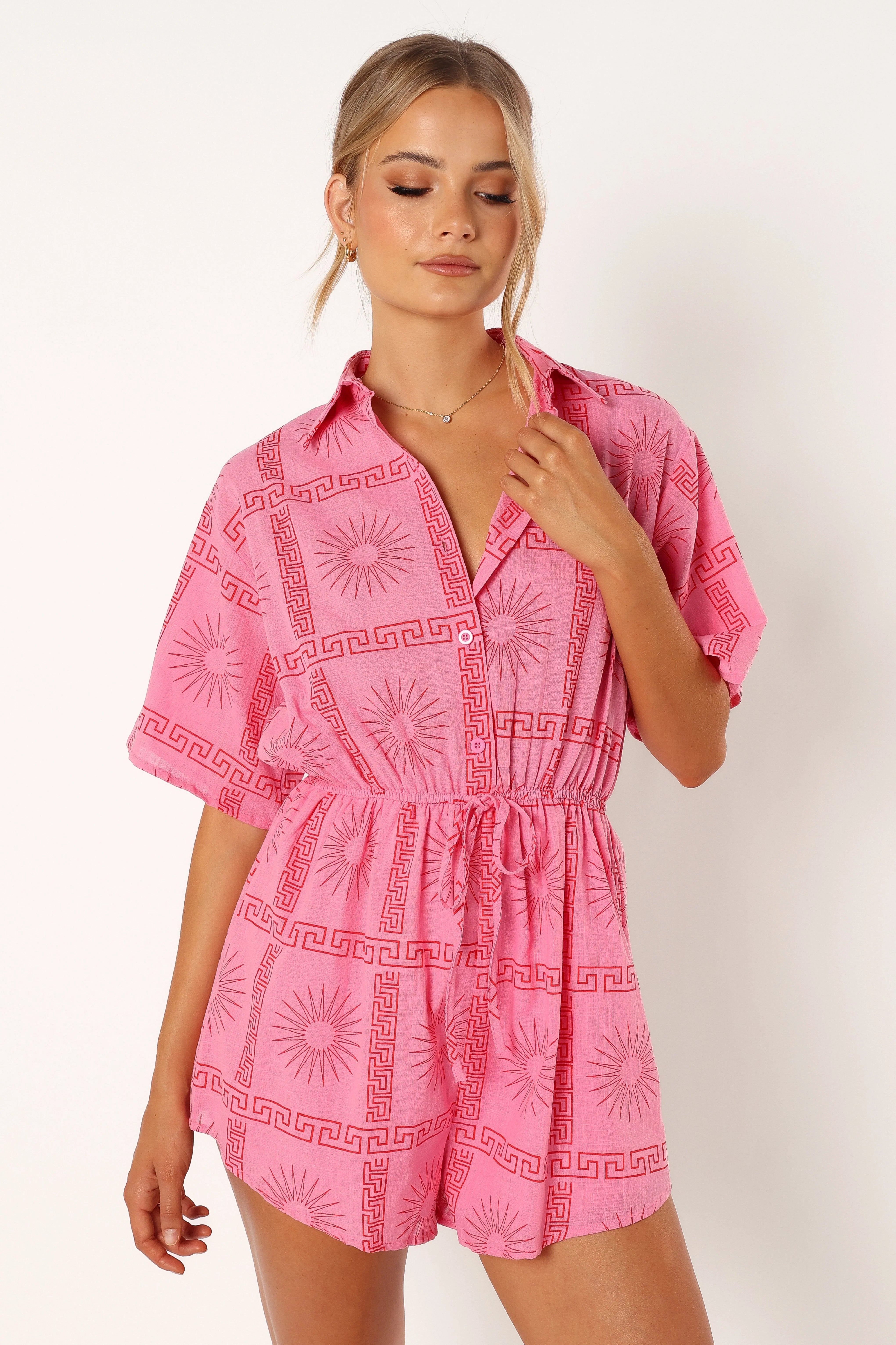 Ilios Romper Pink Print