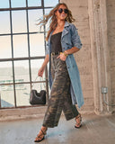 Johanne Denim Waist Tie Trench Coat