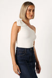 Jordana One Shoulder Bodysuit White