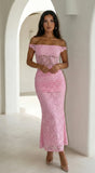 Roselune Lace Off Shoulder Dress Pink