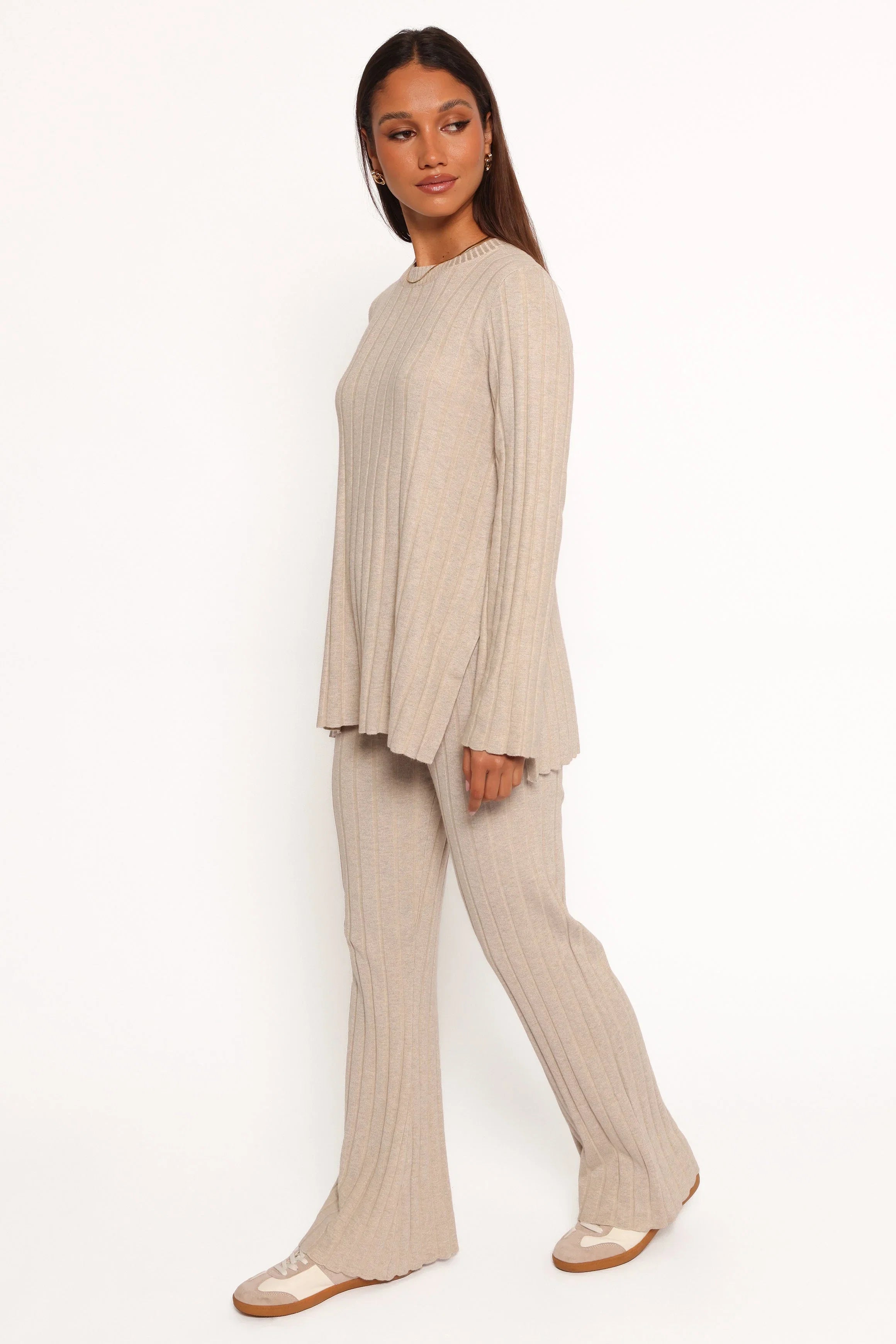 Silvie Long Sleeve Knitted Set Oatmeal