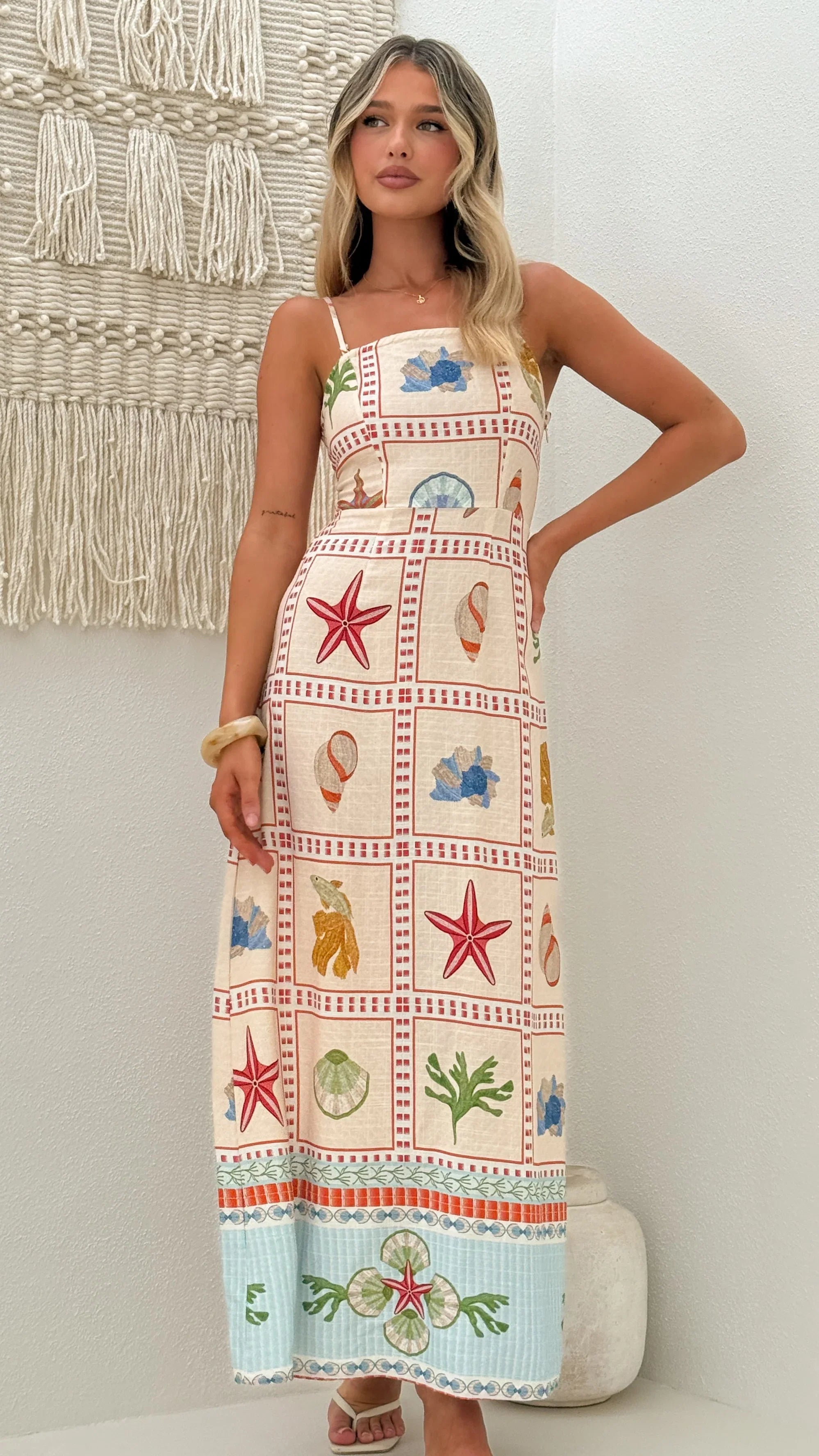 Zelena Strapless Maxi Dress Penida Print