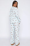 Pillow Talk Printed Long Sleeve Pyjama Set Blueberry Breakfast
