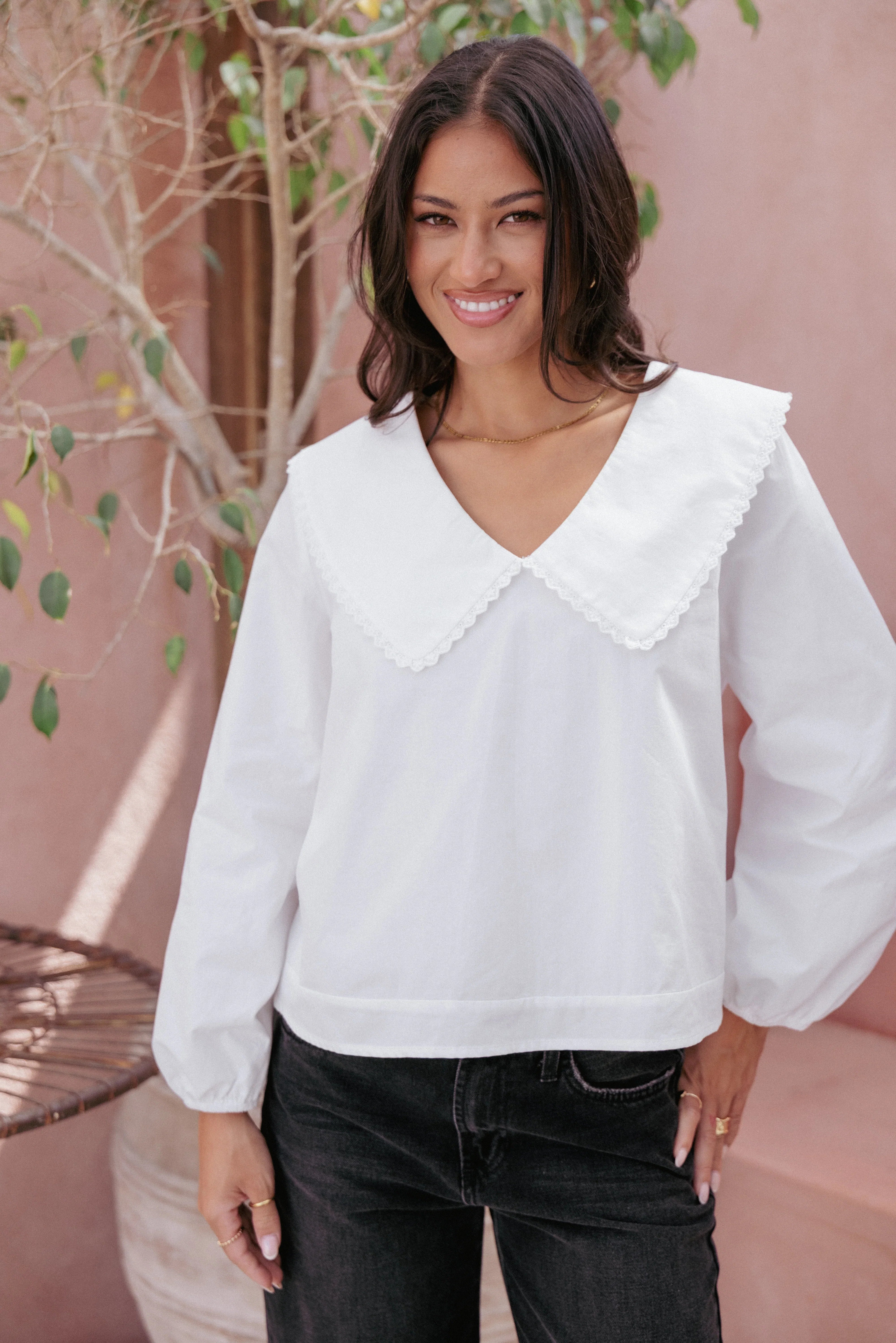 Kenna Long Sleeve Top White