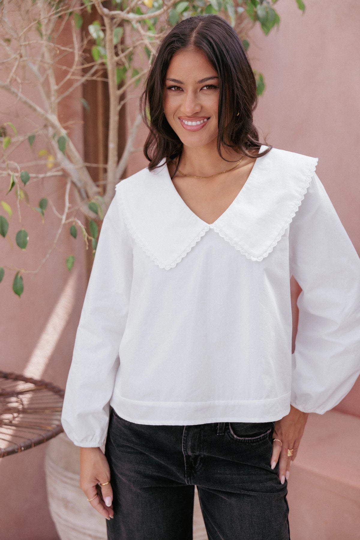 Kenna Long Sleeve Top White
