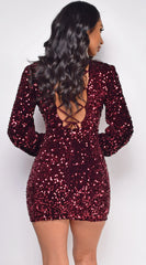 Ena Burgundy Red Sequin Dress