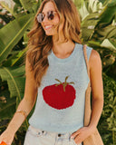 Farmstand Glow Tomato Print Knit Sleeveless Sweater