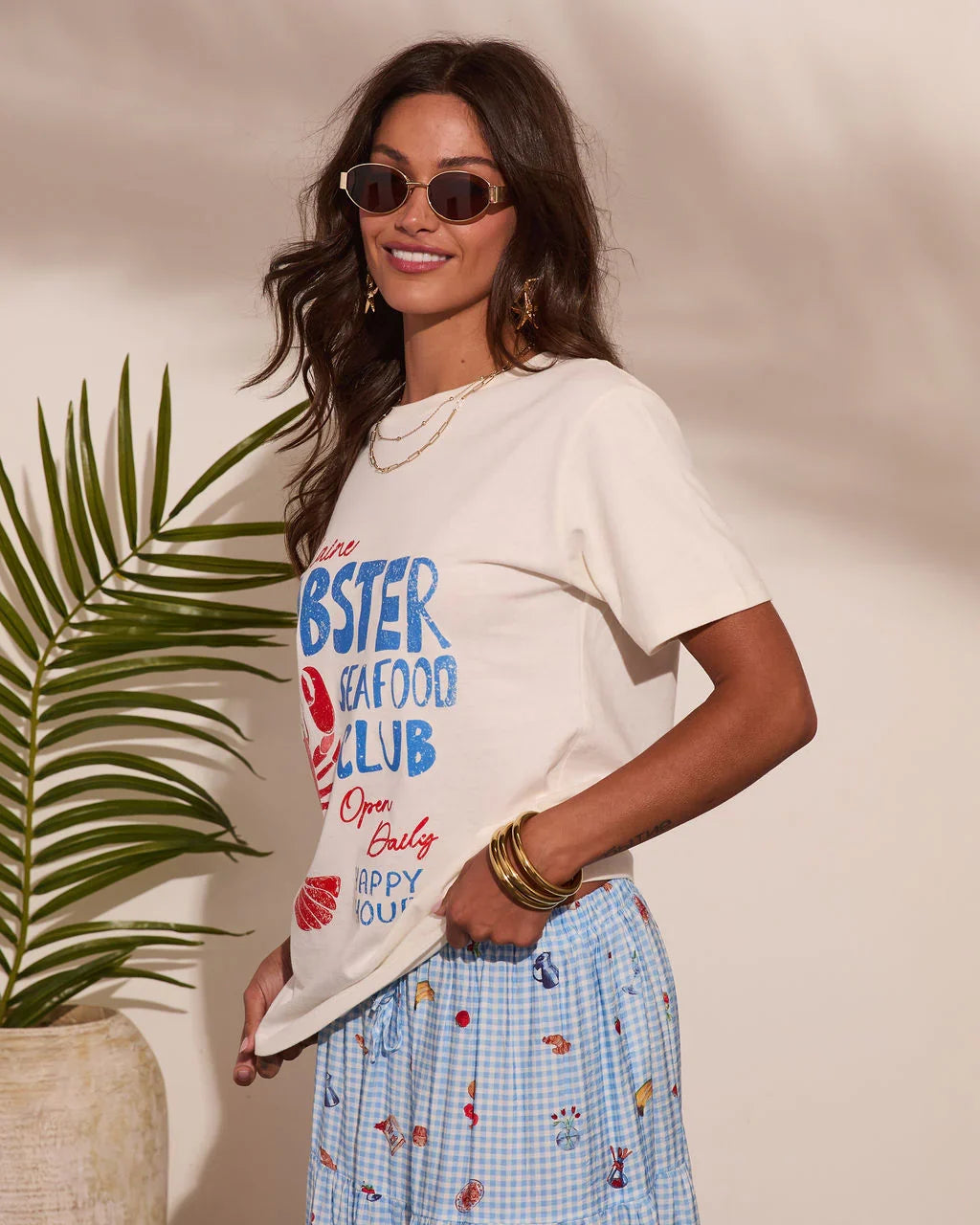 Lobster Seafood Club Cotton Graphic Short Sleeve Tee