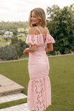 Beckett Lace Midi Dress Pink