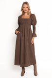 Cyrena Maxi Dress Brown Check