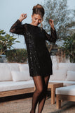 Serena Sequin Mini Dress Black