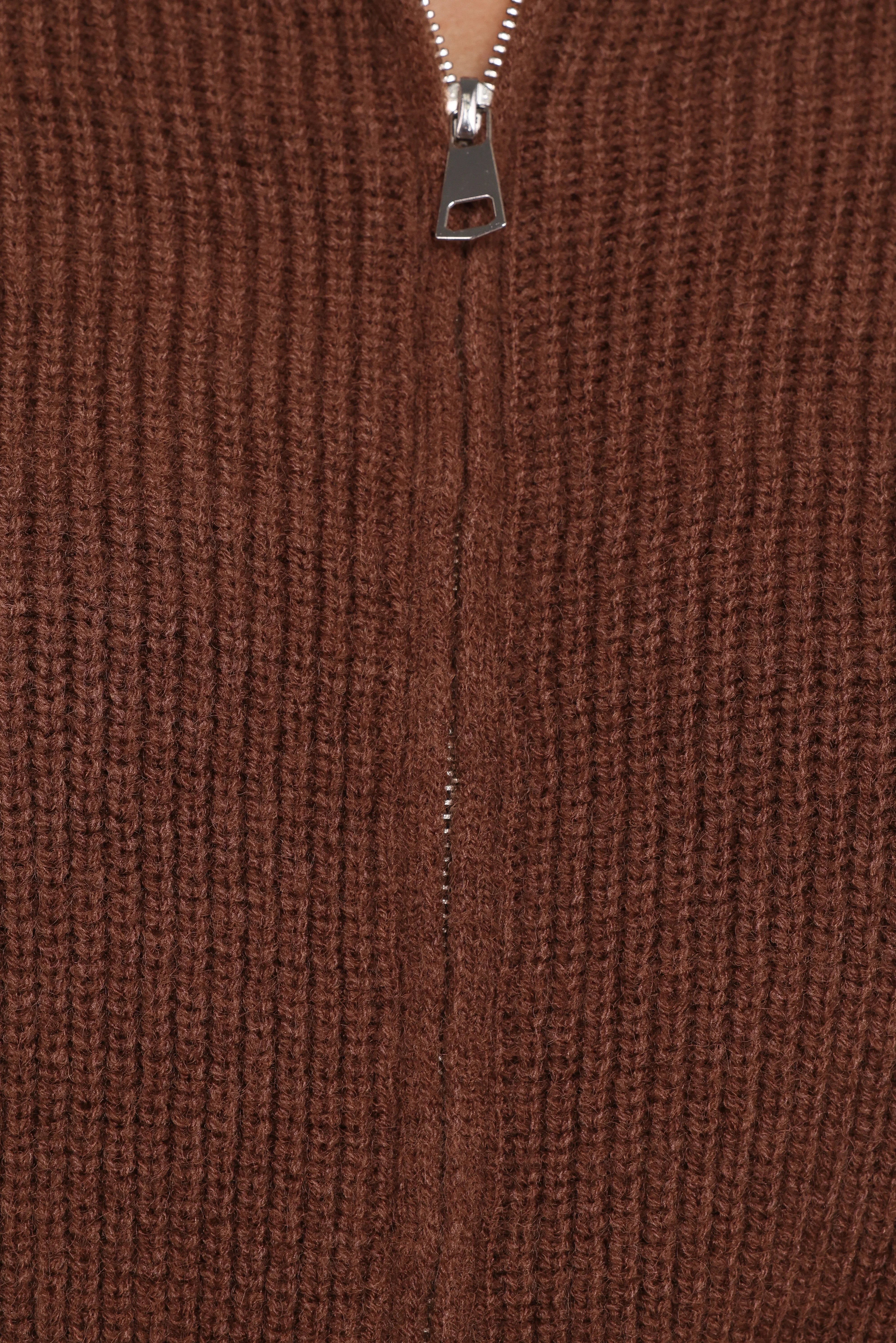 Kourtney Zip Cardigan Brown
