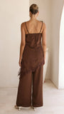 Hayleigh Asymmetrical Top and Pants Set Chocolate Lace