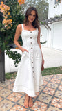 Indigo Midi Dress White Denim