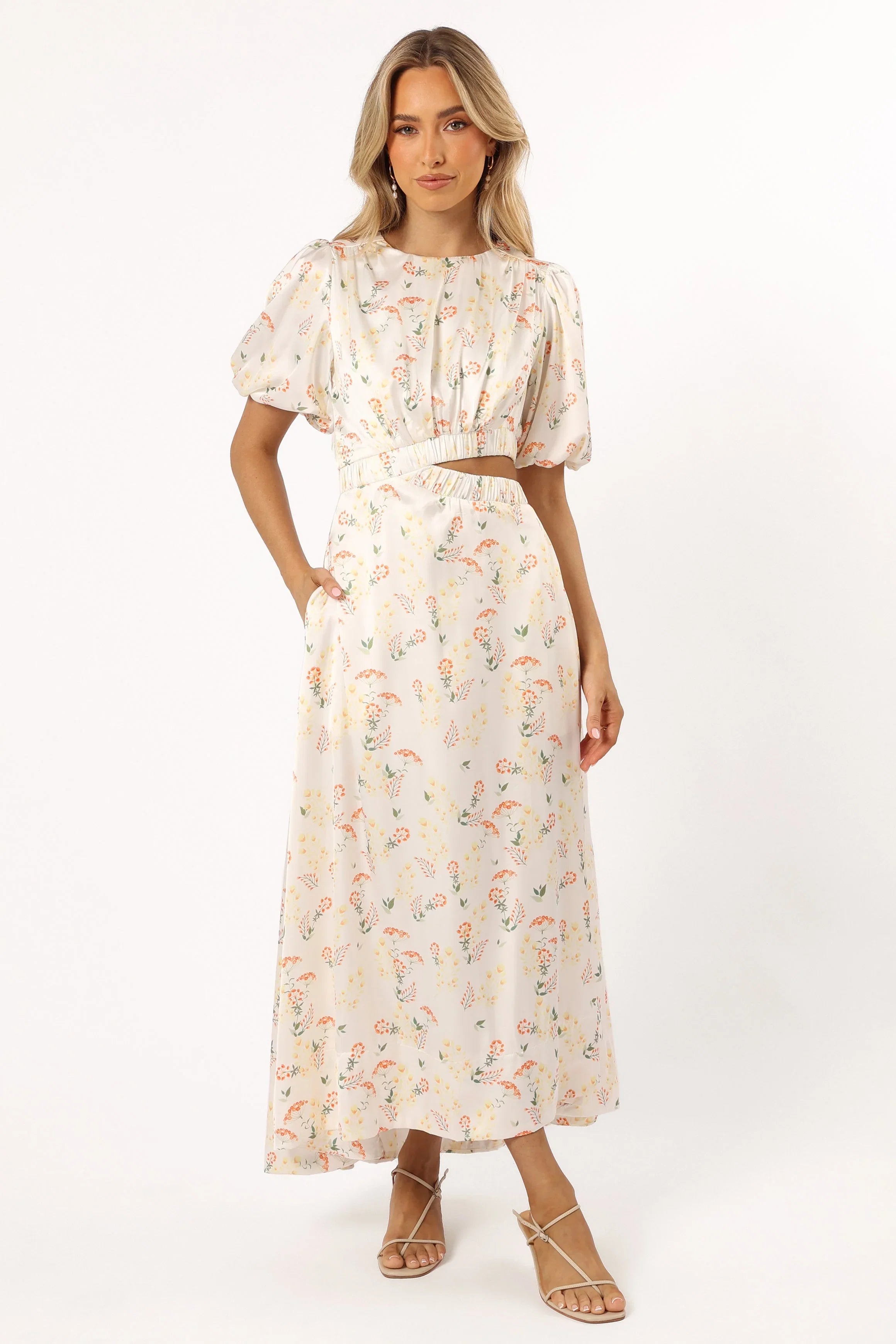 Aminah Puff Sleeve Dress Yellow Floral