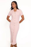 Aisha Short Sleeve Knit Midi Dress Pink