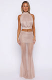 Runway Ready Glitter Maxi Skirt Rose