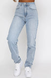 Whos That Girl Straight Leg Denim Jeans Washed Blue