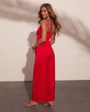 Vintage Coastline Satin Bust Tie Jumpsuit