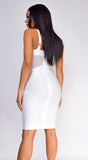 Casella White V Neck Bustier Mesh Bandage Dress