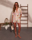 Ocean Aura Geometric Floral Shorts