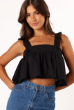 Raye Ruffle Strap Top Black