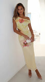 Lioraya Floral Off Shoulder Maxi Dress Pale Yellow Multi